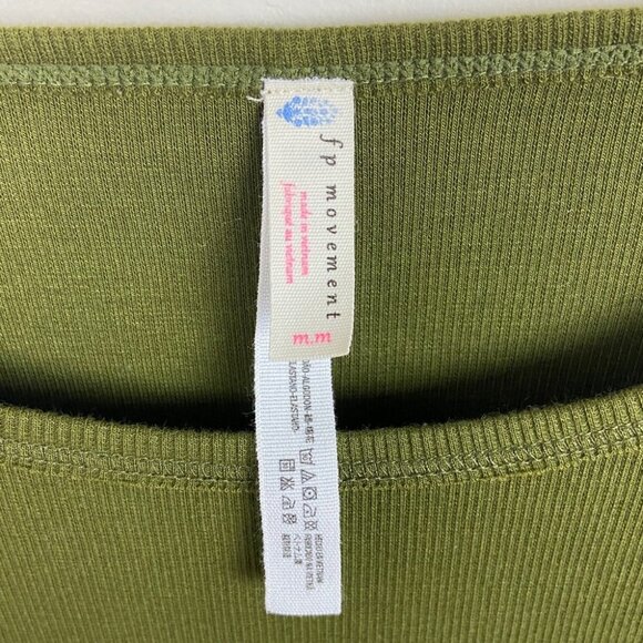 NWT Free People Dance New Wave Green Crop Top Size Medium Boho Revolve Gymnastic - Picture 6 of 12